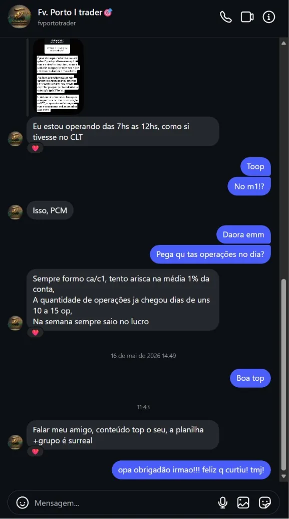 Relato de Fv. Porto sobre as planilhas